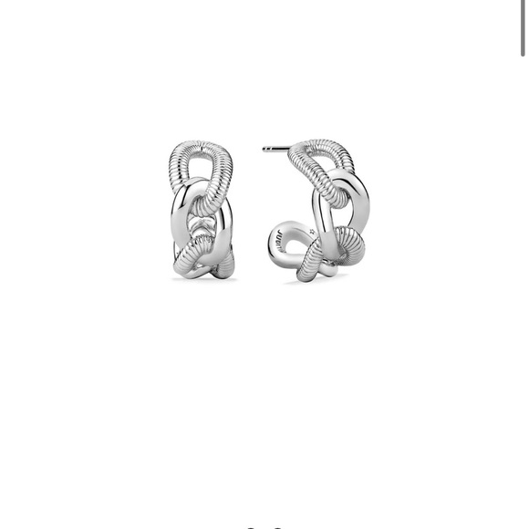 NWT Judith Ripka Sterling Silver Interlocking Link Hoop Earrings - Picture 1 of 6